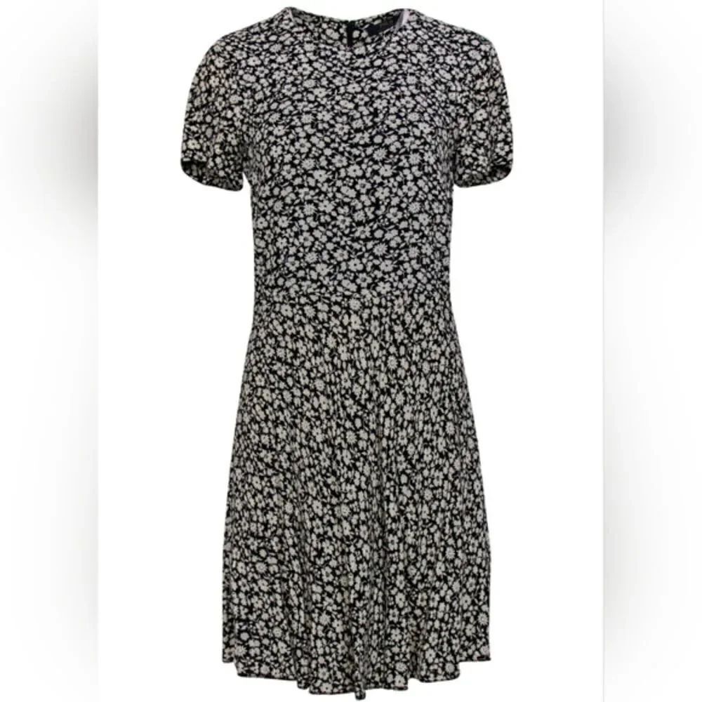 Polo Ralph Lauren Black & White Floral Fit and Flare Dress Size 2